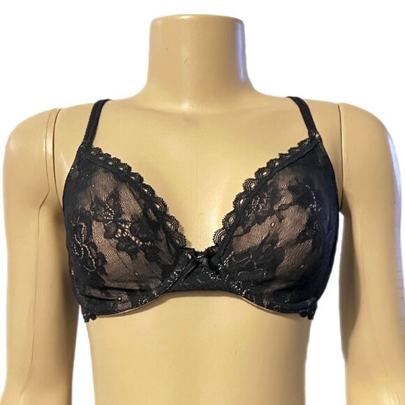 Victoria’s Secret Unlined Semi Demi underwire lace bra black 34C - Picture 5 of 7